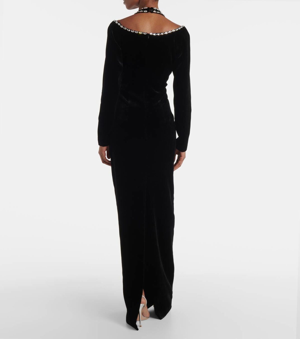 Rasario Crystal-embellished velvet gown