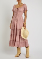 Free People Falling Sun Panelled Cotton Midi Dress Mauve