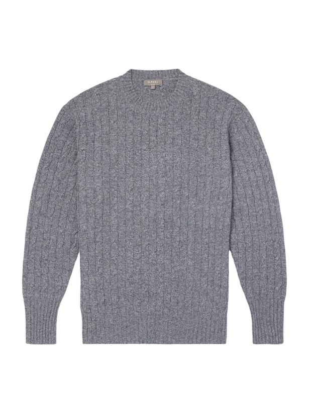 Photo: N.PEAL - Thames Cable-Knit Cashmere Sweater - Gray