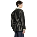 Dries Van Noten Black Coated Belted Jacket
