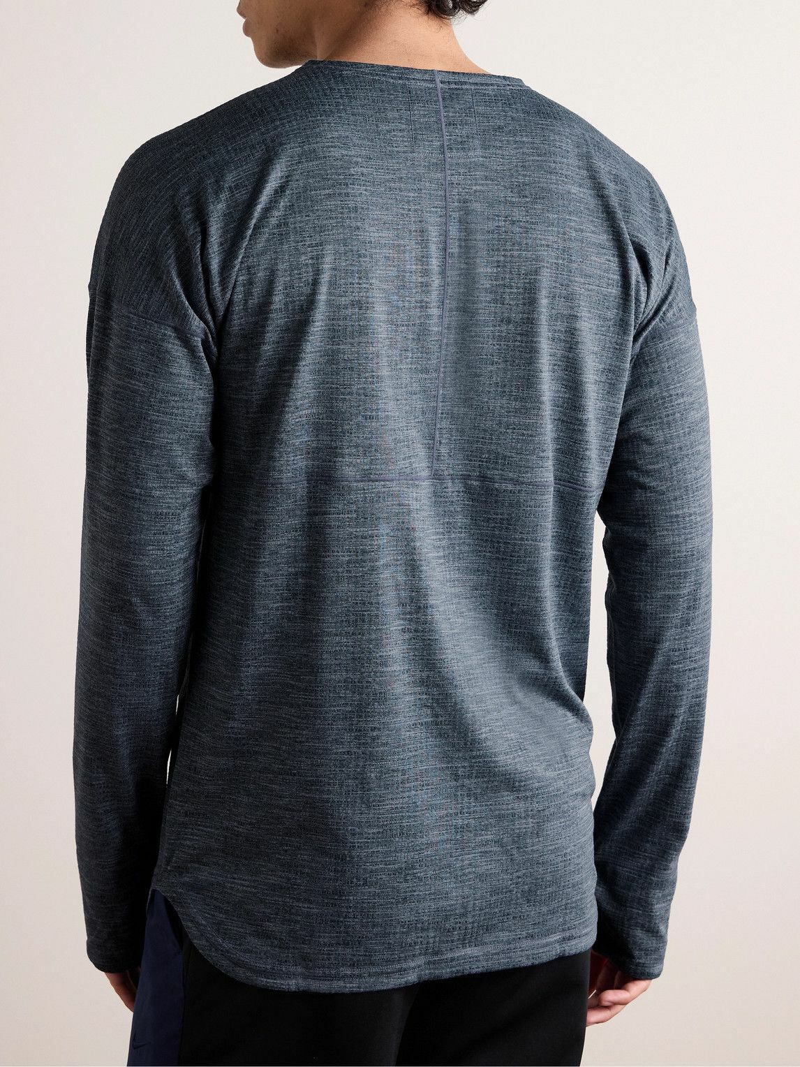 Nike Training - Yoga Logo-Embroidered Textured Dri-FIT Top - Blue