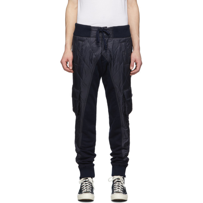 Greg Lauren Navy Paul and Shark Edition Quilted Cargo Pants Greg