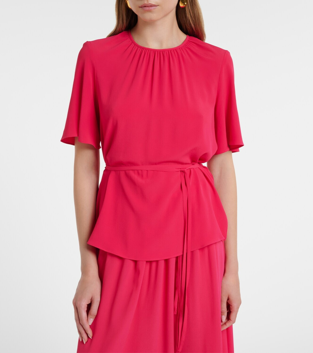 Joseph Libby belted crêpe blouse