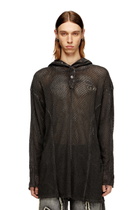 Diesel Fishnet hoodie with full-closure hood - Sweaters - Unisex - Black