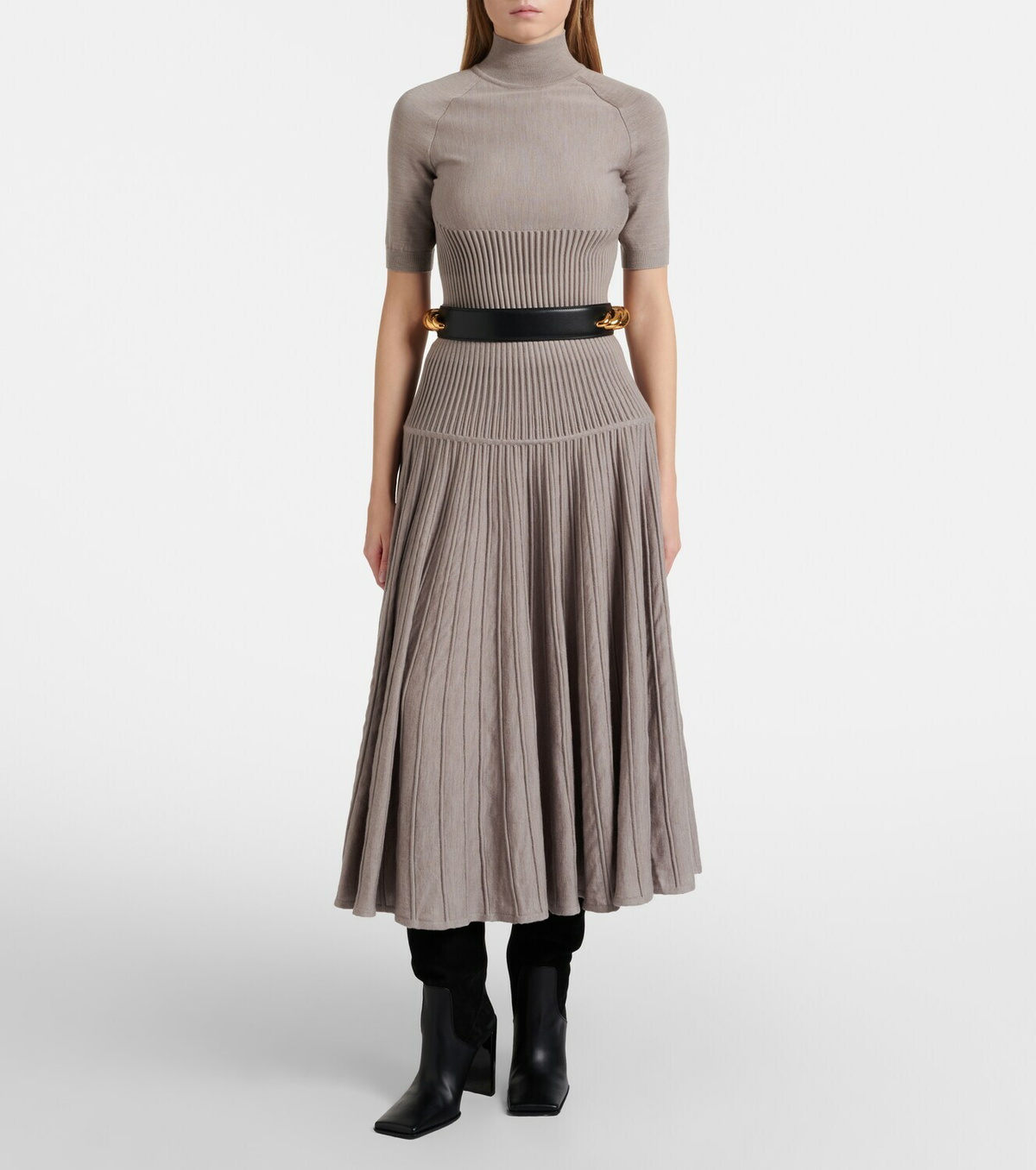Alaïa Ribbed-knit turtleneck wool-blend top