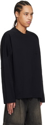 WOOYOUNGMI Black Shoulder Cut Long Sleeve T-shirt