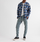 Greg Lauren - Slim-Fit Layered Rivet-Detailed Loopback Cotton-Jersey Sweatpants - Blue