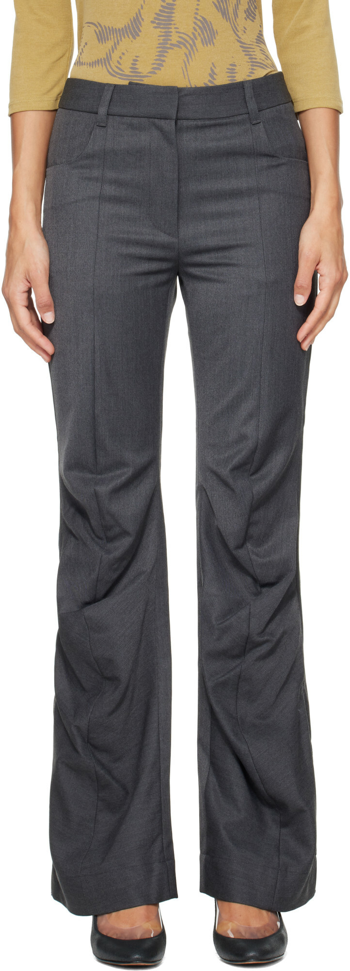OPEN YY Gray Tailored Bootcut Trousers