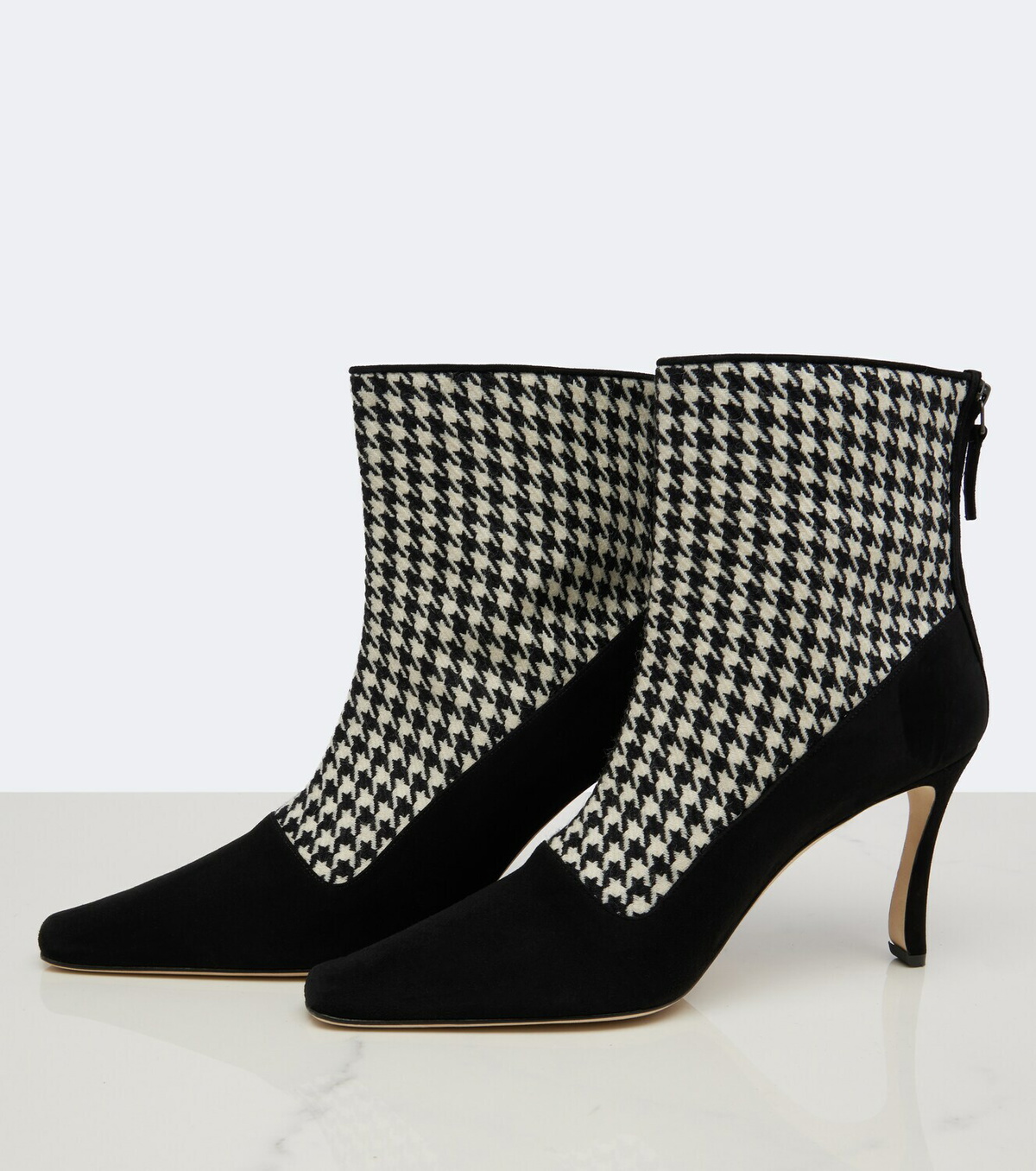 Manolo Blahnik Gosta houndstooth suede-trimmed ankle boots