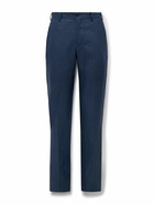 Anderson & Sheppard - Straight-Leg Linen Trousers - Blue