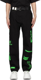 We11done Black Neon Logo Jeans