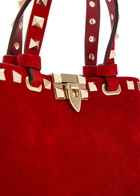 Valentino Rockstud Mini Suede Tote bag - Red - One Size