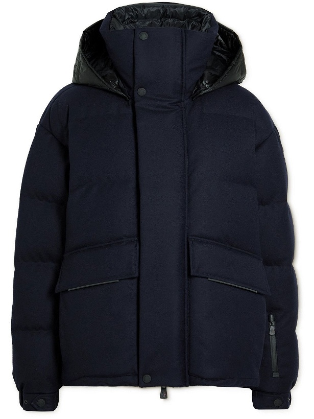 Photo: Moncler Grenoble - Quilted Virgin Wool Hooded Down Jacket - Blue