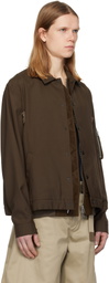 sacai Brown Suiting & Nylon Twill Bomber Jacket