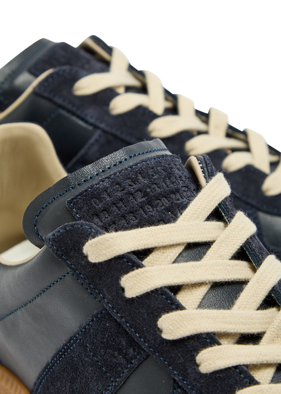 Maison Margiela Replica Panelled Leather Sneakers Navy