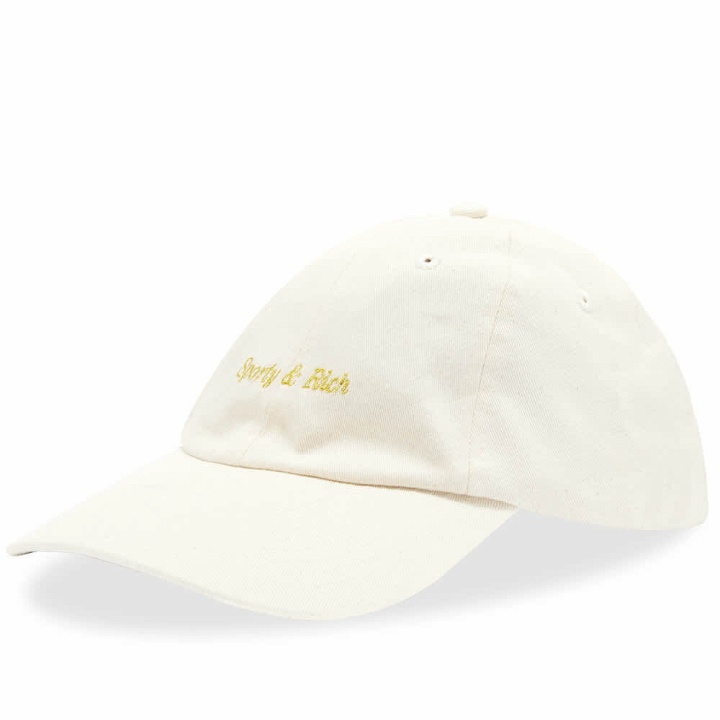 Photo: Sporty & Rich Classic Logo Hat in Cream/Gold Embroidery