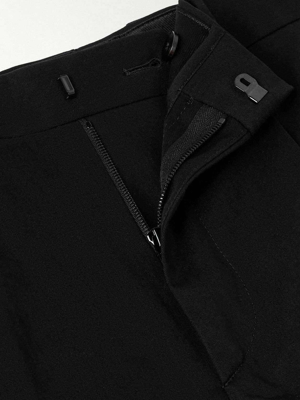 CELINE - Straight-Leg Pleated Cotton-Twill Trousers - Black