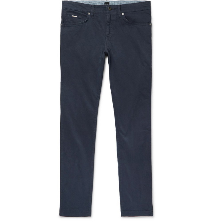 Photo: Hugo Boss - Navy Slim-Fit Garment-Dyed Stretch-Cotton Trousers - Navy