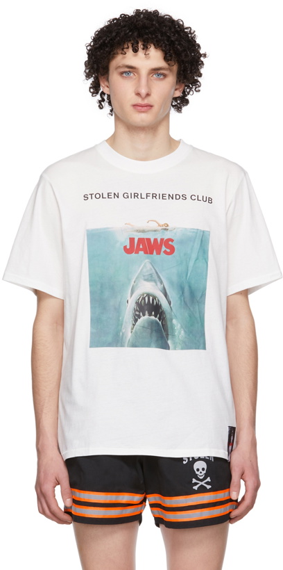 Photo: Stolen Girlfriends Club White Universal Pictures Edition 'Jaws' Poster T-Shirt