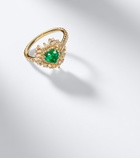 Suzanne Kalan 18kt gold ring with emerald and diamonds