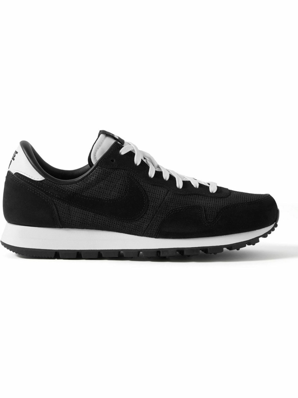 Photo: Nike - Air Pegasus 83 Leather-Trimmed Perforated Suede Sneakers - Black