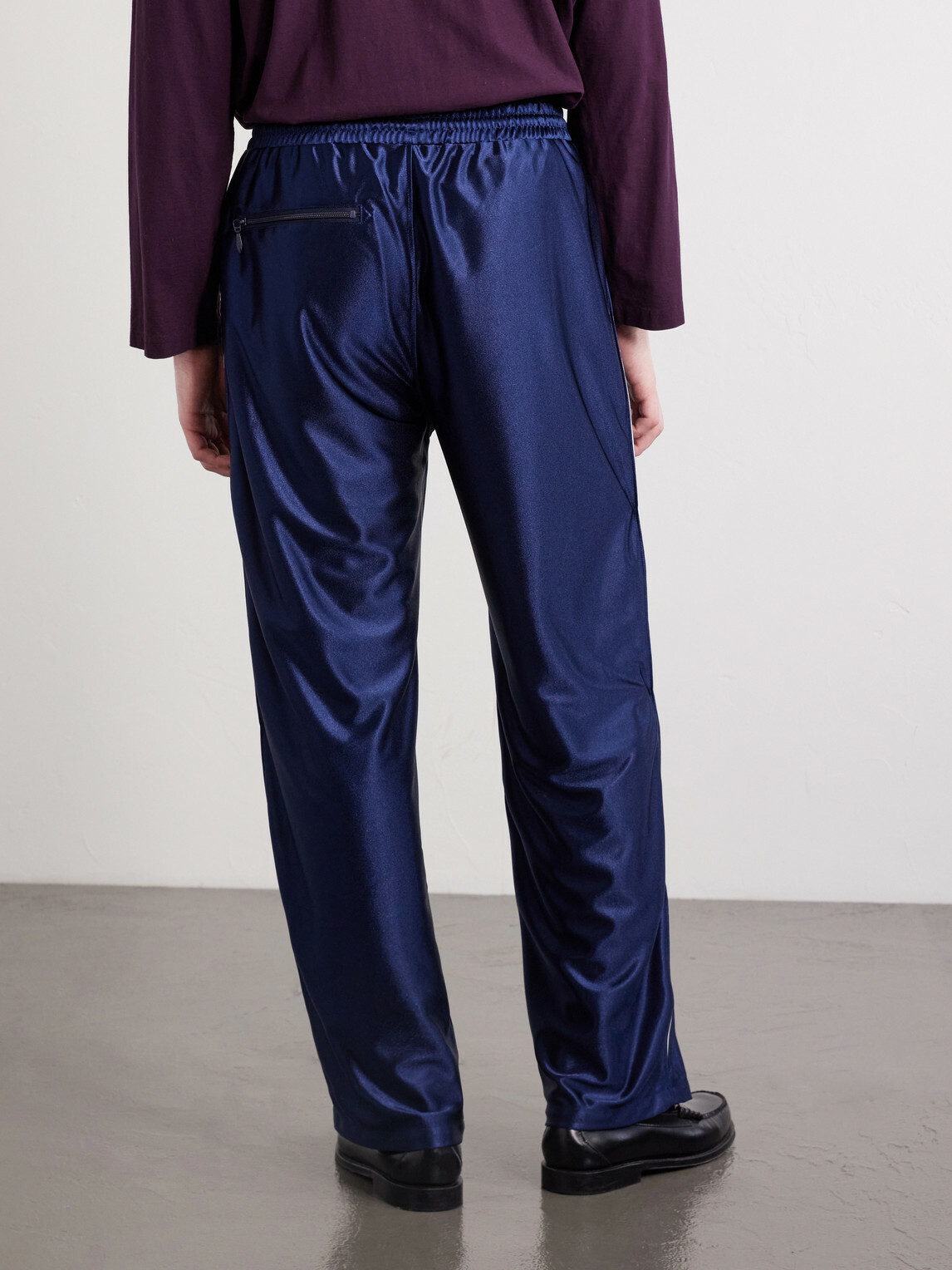 Needles - Straight-Leg Logo-Embroidered Satin Sweatpants - Blue