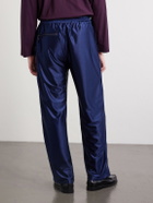 Needles - Straight-Leg Logo-Embroidered Satin Sweatpants - Blue