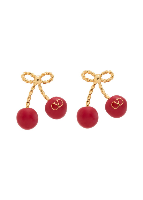 Photo: Valentino Garavani Cherryfic Vlogo Drop Earrings - Red - One Size