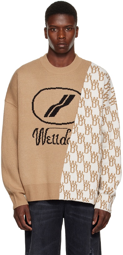 Photo: We11done Beige Graphic Mix Paneled Sweater