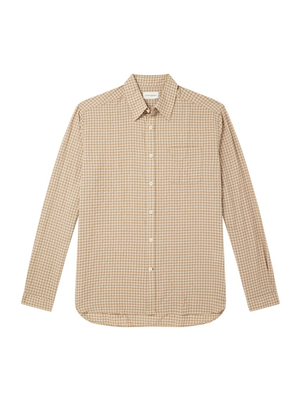 Photo: Oliver Spencer - Checked Cotton-Blend Seersucker Shirt - Neutrals