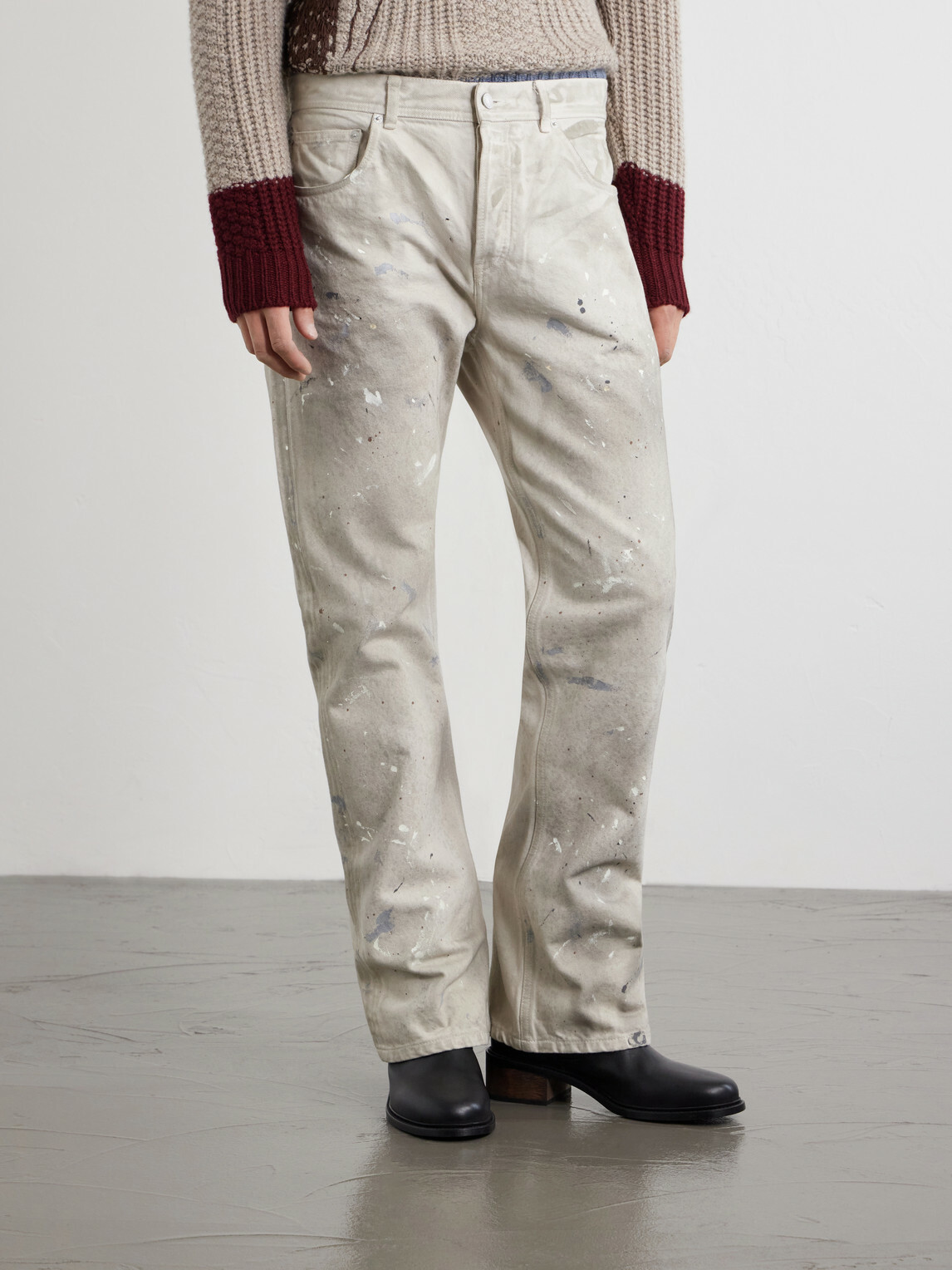Enfants Riches Déprimés - Flared Paint-Splattered Jeans - White