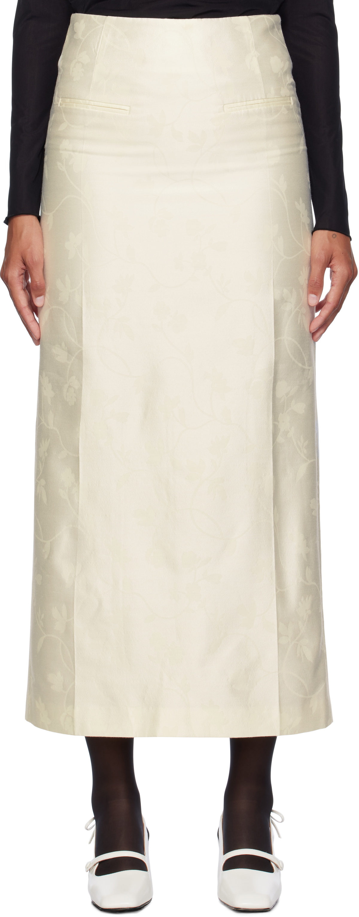 AO Yes Off-White Jacquard Maxi Skirt