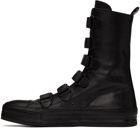 Ann Demeulemeester Black Leather Velcro High-Top Sneakers
