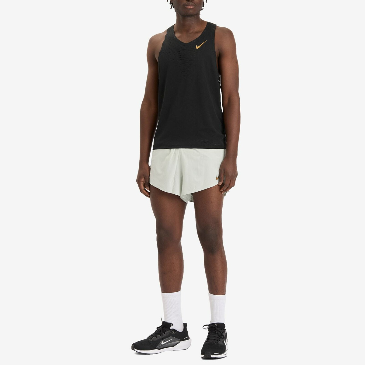 Nike Running Men's Aeroswift Jakob 2in Short in Silver/Gold