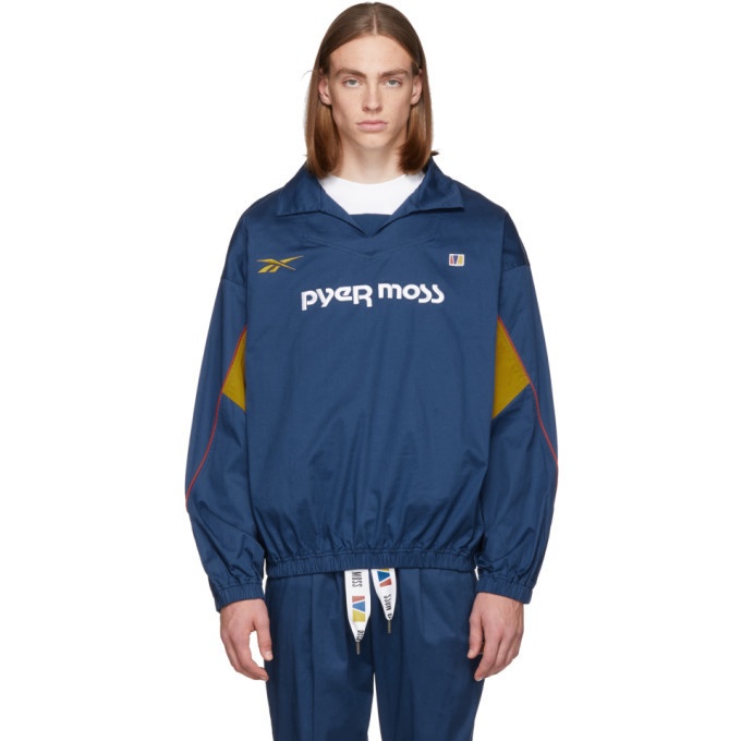 Photo: Reebok by Pyer Moss Blue Vector Pullover Jacket