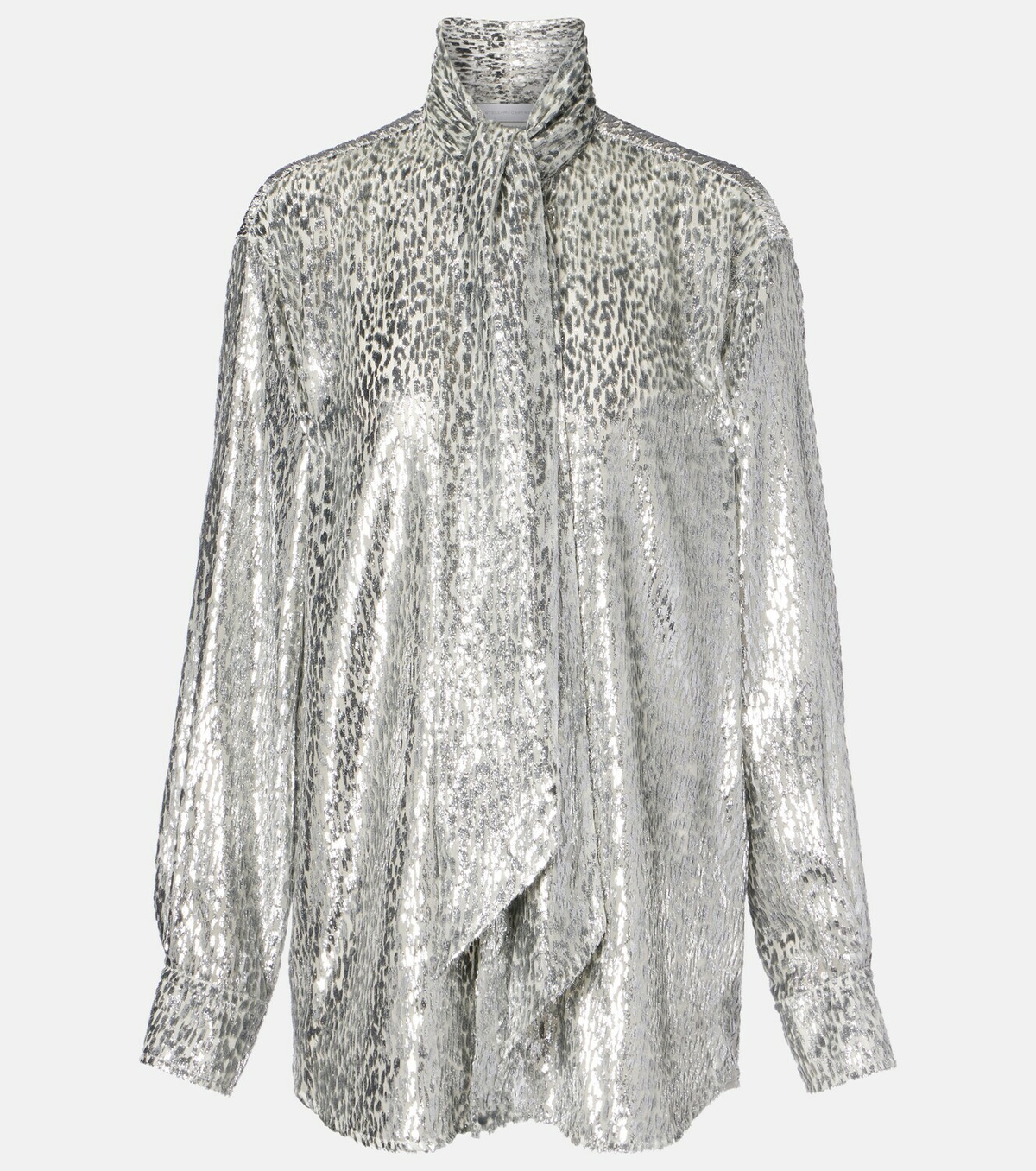Stella McCartney Leopard-print scarf-detail lamé shirt
