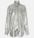 Stella McCartney Leopard-print scarf-detail lamé shirt