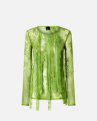 Pinko Slim Fitting Lace Sweater With Fringing Green Spinach