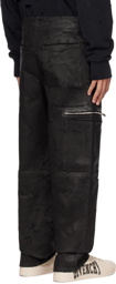 Givenchy Black Cracked Denim Cargo Pants