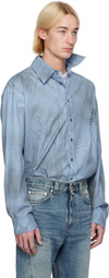 Y/Project Blue Spray Pinched Logo Shirt