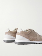 Brunello Cucinelli - Perforated Leather and Suede Sneakers - Neutrals