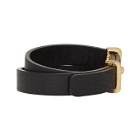 Ambush Black and Gold Leather Buckle Bracelet