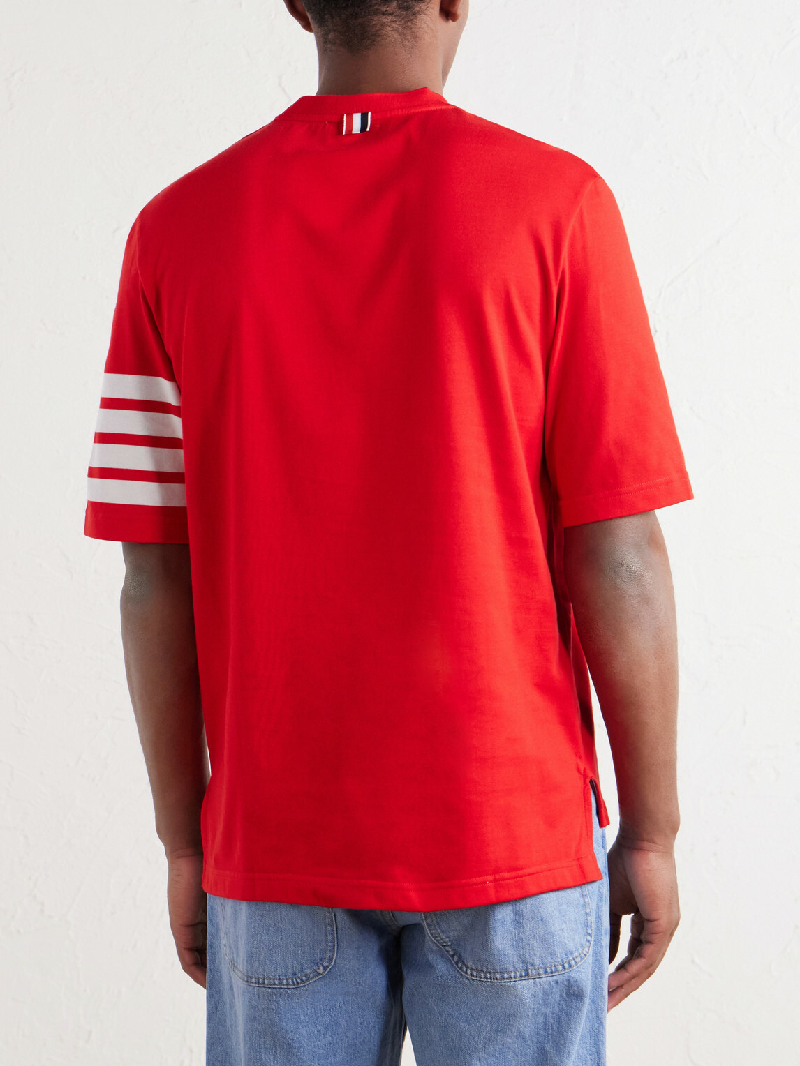 Thom Browne - Logo-Appliquéd Striped Cotton-Jersey T-Shirt - Red