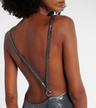 Coperni Sequined draped gown