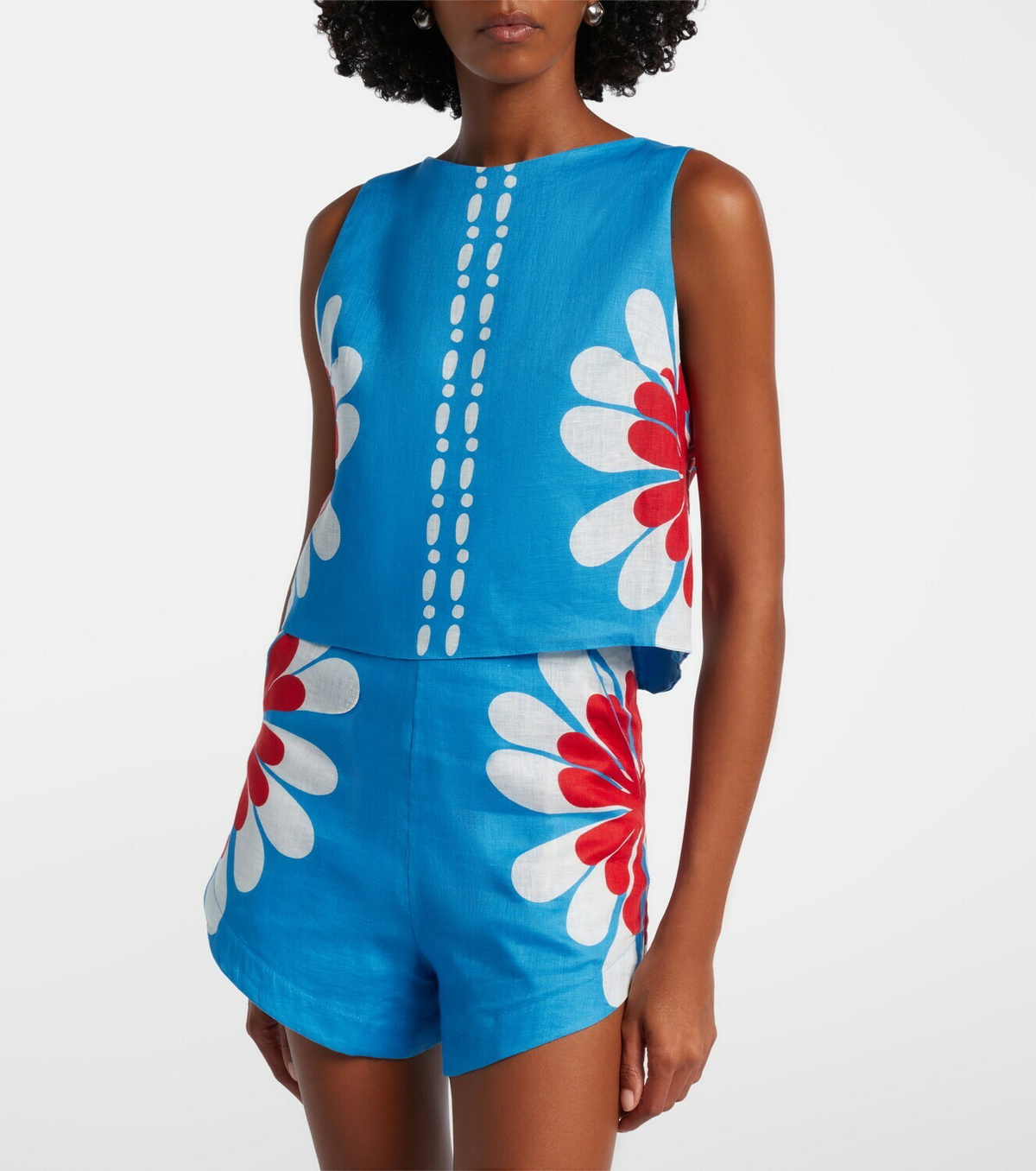 Cala de la Cruz Avelino floral linen top
