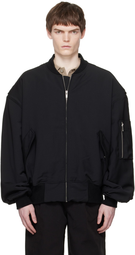 Photo: Entire Studios Black Broad Wool Bomber Jacket