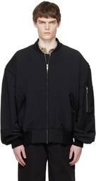 Entire Studios Black Broad Wool Bomber Jacket