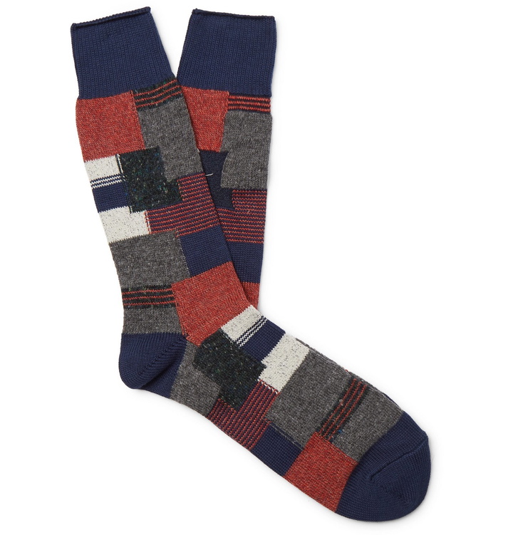 Photo: Anonymous Ism - Patchwork Jacquard Socks - Multi