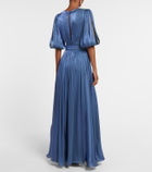 Costarellos Brennie iridescent georgette gown