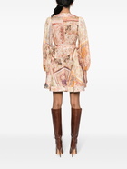 ZIMMERMANN - Floral Print Linen Wrap Mini Dress